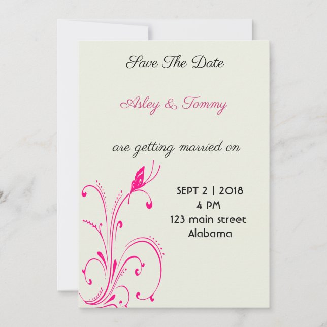 Save The Date Papillon Fleur (Devant)