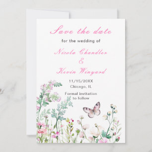 Save The Date Papillon floral vert de printemps Mariage