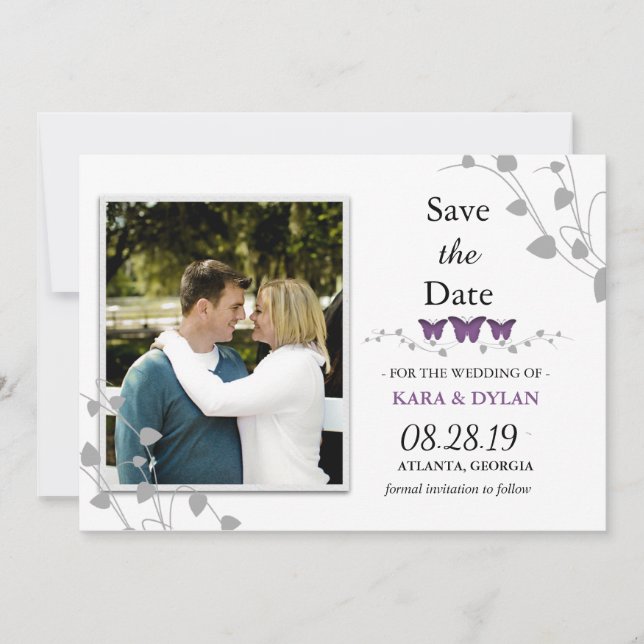 Save The Date Papillon modifiable couleur Enregistrer la photo d (Devant)