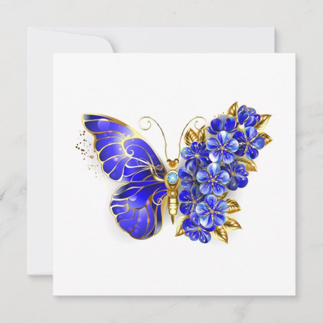Save The Date Papillon saphir à fleurs (Devant)