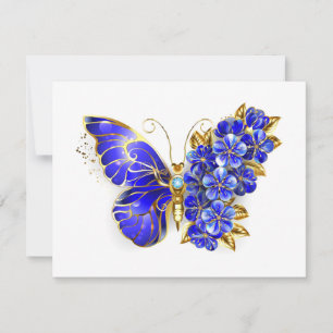 Save The Date Papillon saphir à fleurs