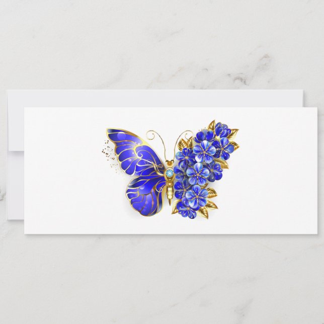 Save The Date Papillon saphir à fleurs (Devant)