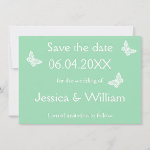 Save The Date Papillons blancs et verts à la menthe Enregistrer