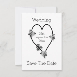 Save The Date Papillons Coeur Noir Et Blanc Enregistrer La Date