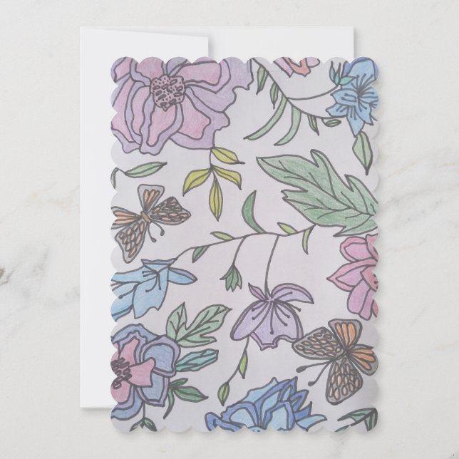 Save The Date Papillons et Fleurs  (Dos)