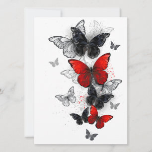 Save The Date Papillons noirs et rouges volants