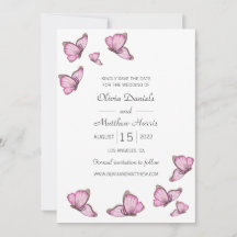 Papillons rose aquarelle. Enregistrer la date de m