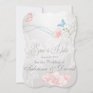Save The Date Papillons Whimsical et dentelle Enregistrer la dat