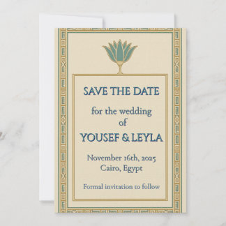 Save The Date Papyrus Lotus Égyptien Or Faire Part de Date de Ma