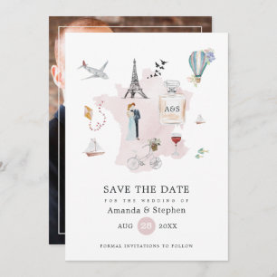 Save The Date Paris Destination Mariage Monogrammé Photo