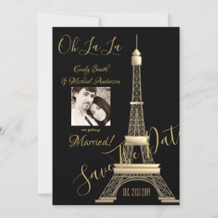 Save The Date PARIS Enregistrer la date - AJOUTER LA PHOTO - OR 