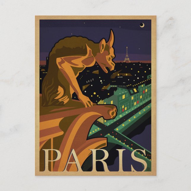 Save The Date | Paris - Gargoile Ankündigungspostkarte (Vorderseite)