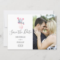 Paris Mariage aquarelle fleurie Enregistrer la dat