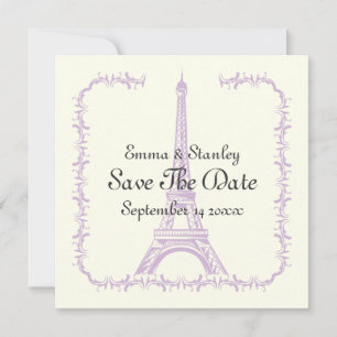 Save The Date Paris mariage violet Tour Eiffel Enregistrer la da