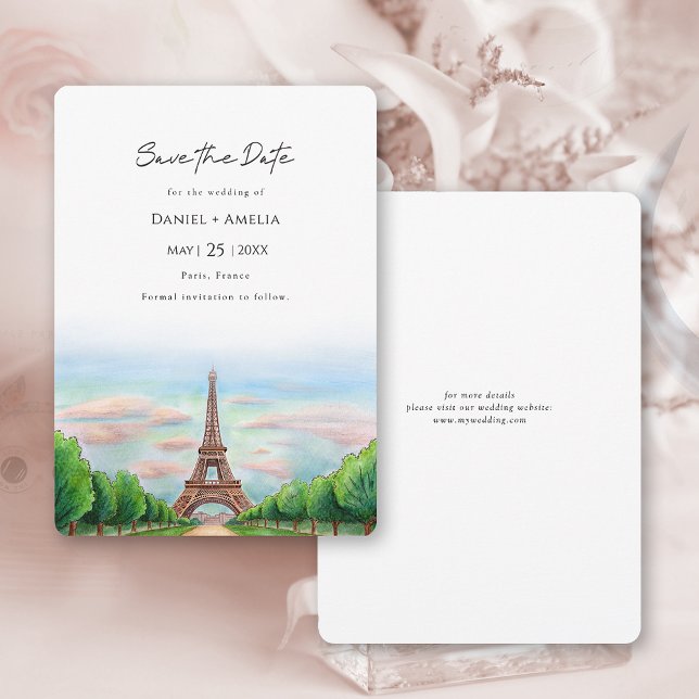 Save The Date Paris Tour Eiffel Destination Mariage (Paris Eiffel Tower Destination Wedding Save The Date 
Card)