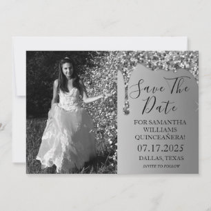 Save The Date Parties scintillant à étincelles photo argent Quin