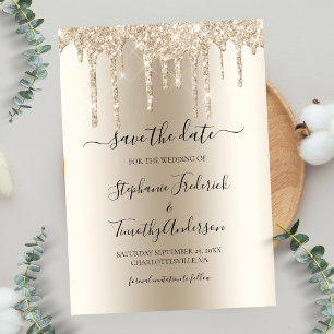 Save The Date Parties scintillant à goutte de champagne Mariage 