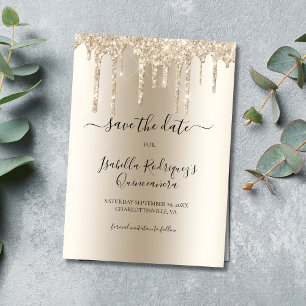 Save The Date Parties scintillant à goutte de champagne Quinceañ