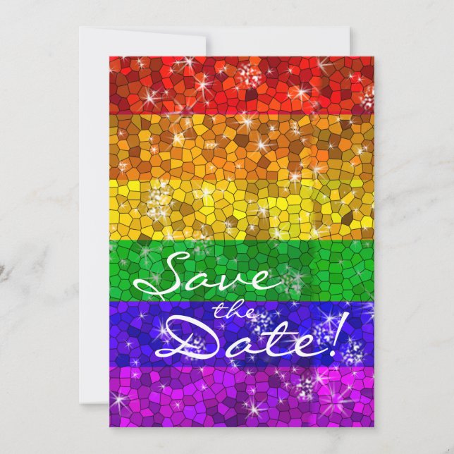 Save The Date Parties scintillant Arc-en-ciel drapeau mariage Ga (Devant)