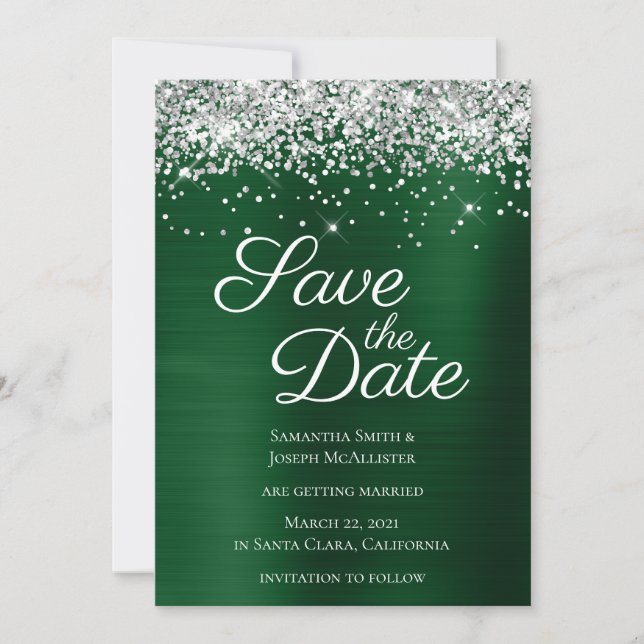 Save The Date Parties scintillant argentée brillant foncé vert o (Devant)