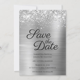 Save The Date Parties scintillant argentée et Ombre Foil