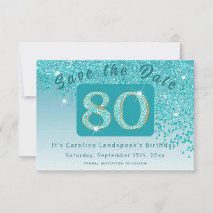 Save The Date Parties scintillant bleu Turquoise brillant pour 8