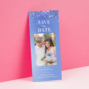 Save The Date Parties scintillant Bleue Élégante Photo Mariage E