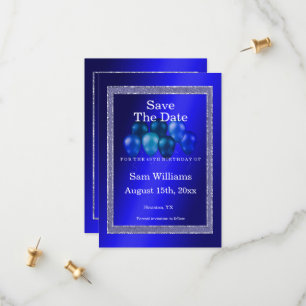 Save The Date Parties scintillant bleues et ballons d'anniversai