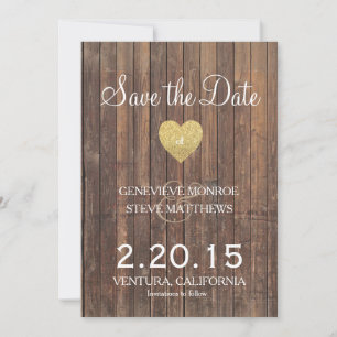 Save The Date Parties scintillant bois Enregistrer la date Annon