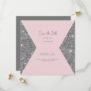 Save The Date Parties scintillant d'argent et mariage rose photo