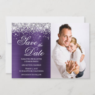 Save The Date Parties scintillant d'argent violet foncé photo