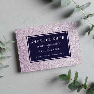 Save The Date Parties scintillant de glam lavande bleu marine En