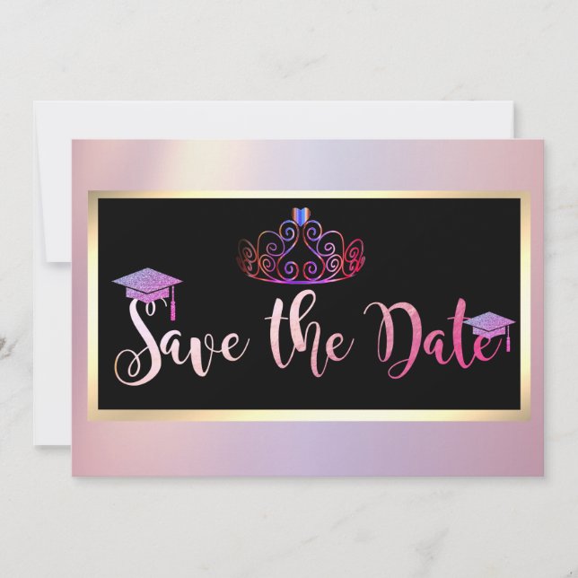 Save The Date Parties scintillant Élégante, Tiara Graduation Enr (Devant)