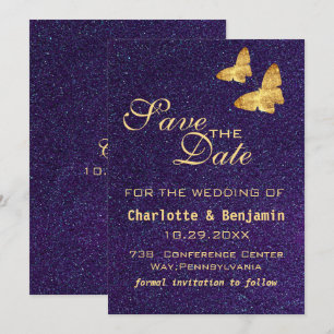 Save The Date Parties scintillant violette profonde moderne et p