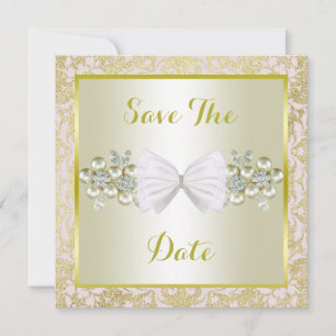 Save The Date Parties scintillantes d'or, gemmes florales de