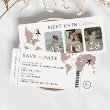 Passe d'embarquement Beige Neutre 3 Photos Mariage