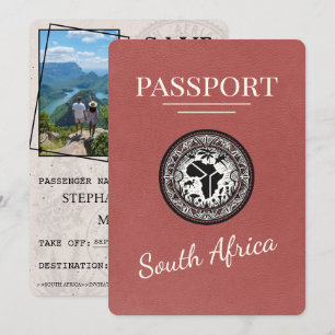 Save The Date Passeport Afrique du Sud Burgundy clair
