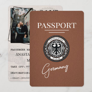 Save The Date Passeport Allemagne Brown Enregistrer La Date