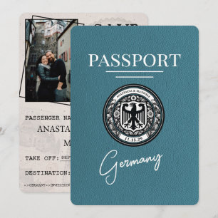 Save The Date Passeport Allemagne turquoise Enregistrer La Date