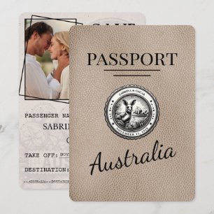 Save The Date Passeport Australie Beige Enregistrer La Date