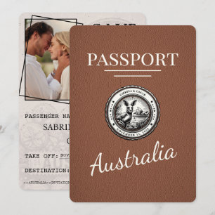 Save The Date Passeport Australie Brown Enregistrer La Date