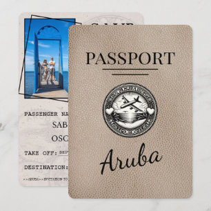 Save The Date Passeport Beige Aruba Enregistrer La Date