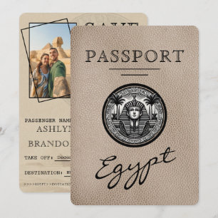 Save The Date Passeport beige Egypte Mariage Enregistrer la date