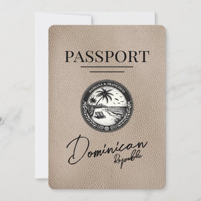 Save The Date Passeport Beige République Dominicaine Enregistrer (Devant)