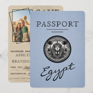 Save The Date Passeport Bleu Poussiéreux Égypte Mariage Enregist