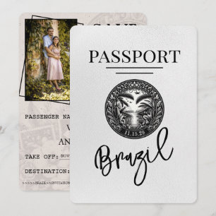 Save The Date Passeport Brésil Blanc Enregistrer La Date