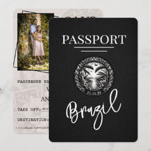 Save The Date Passeport Brésil Noir Enregistrer La Date
