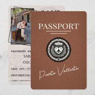 Save The Date Passeport Brown Puerta Vallarta Enregistrer La Dat