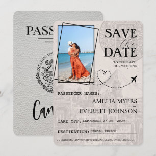 Save The Date Passeport Cancun Blanc Enregistrer La Date