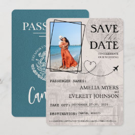 Save The Date Passeport Cancun turquoise Enregistrer La Date